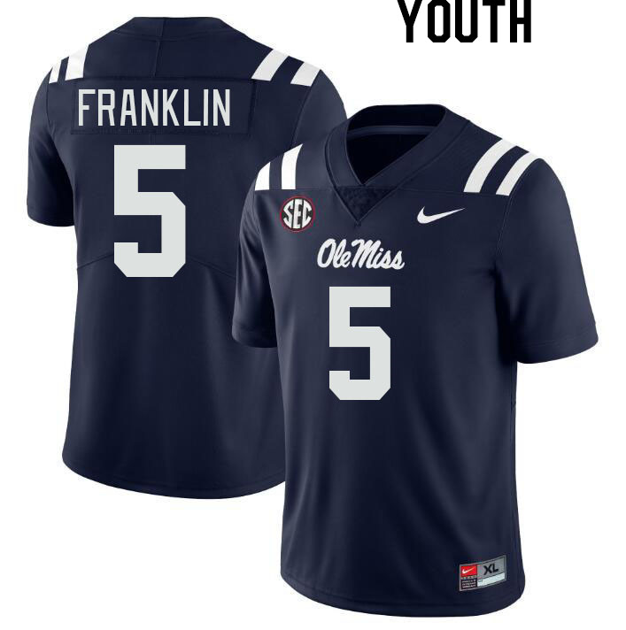 Youth #5 Zakhari Franklin Ole Miss Rebels College Football Jerseyes Stitched Sale-Navy